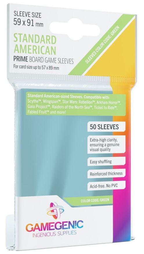 Gamegenic Prime Board Game Sleeves - Standard American 59 x 91mm (50 Sleeves) [Colour Code: GREEN]