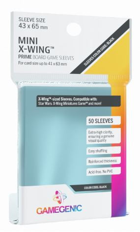 Gamegenic Prime Board Game Sleeves - Mini X-Wing 43mm x 65mm (50 Sleeves) [Colour Code: BLACK]