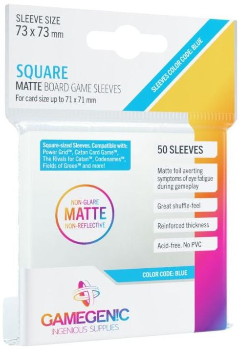 Gamegenic Matte Board Game Sleeves - Square 73 x 73mm (50 Sleeves) [Colour Code: BLUE]