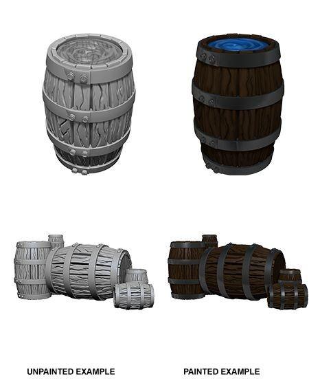 D&amp;D - Barrels &amp; Pile of Barrels (Wizkids Deep Cuts Unpainted Miniatures)