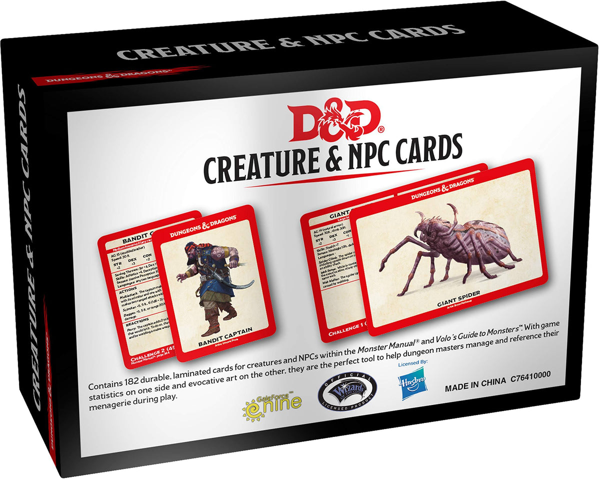 D&amp;D Creature &amp; NPC Cards