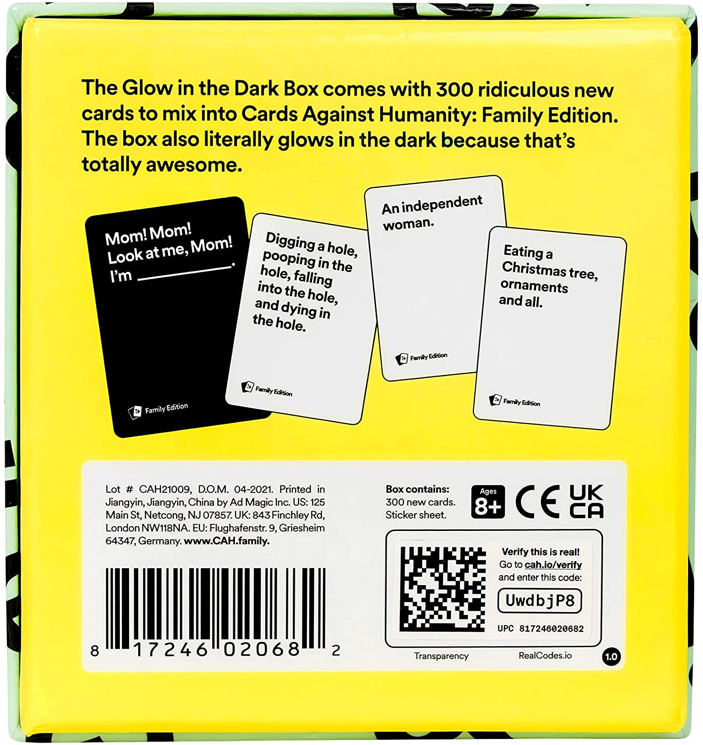 cards against humanity first edition Cards Against Humanity - Family Edition: First Expansion (Glow in the Dark Box)