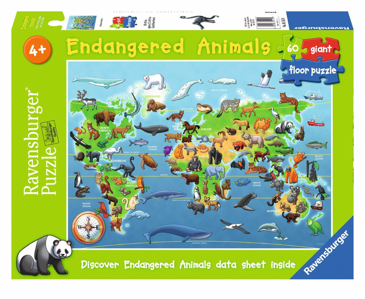 Endangered Animals Supersize Puzzle 60pc (Ravensburger Puzzle)