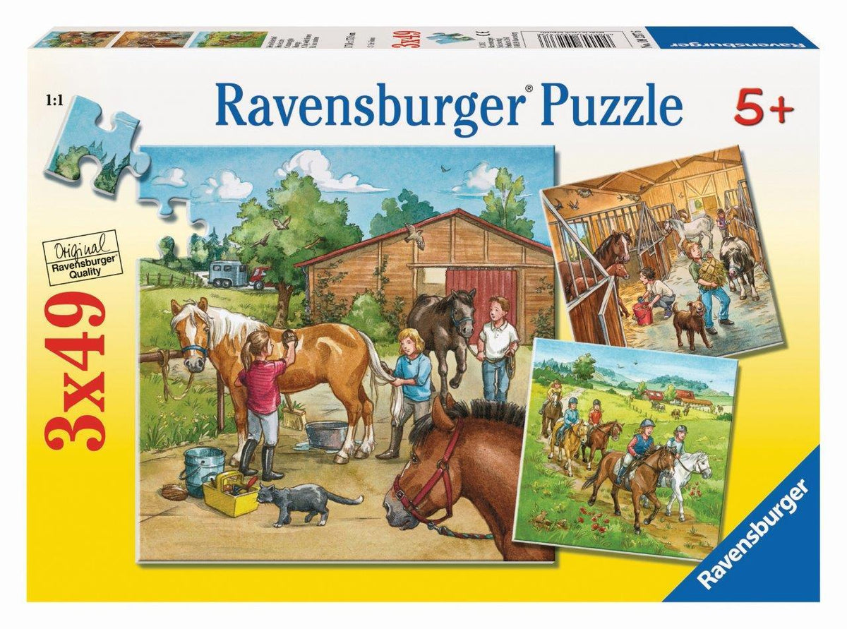 A Day With Horses Puzzle 3X49pc (Ravensburger Puzzle)