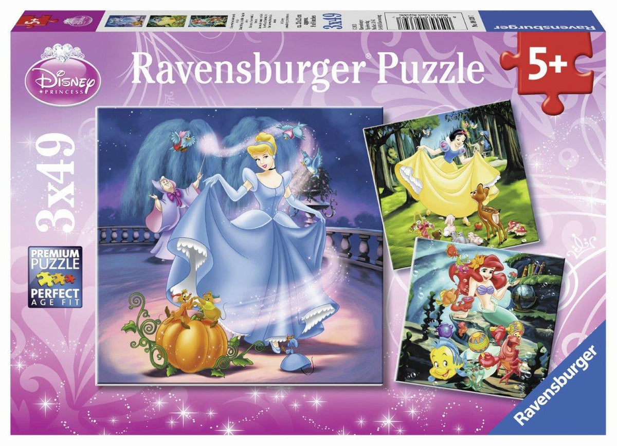 Disney Princess: Snow White, Cinderella &amp; Ariel 3x49pc (Ravensburger Puzzle)