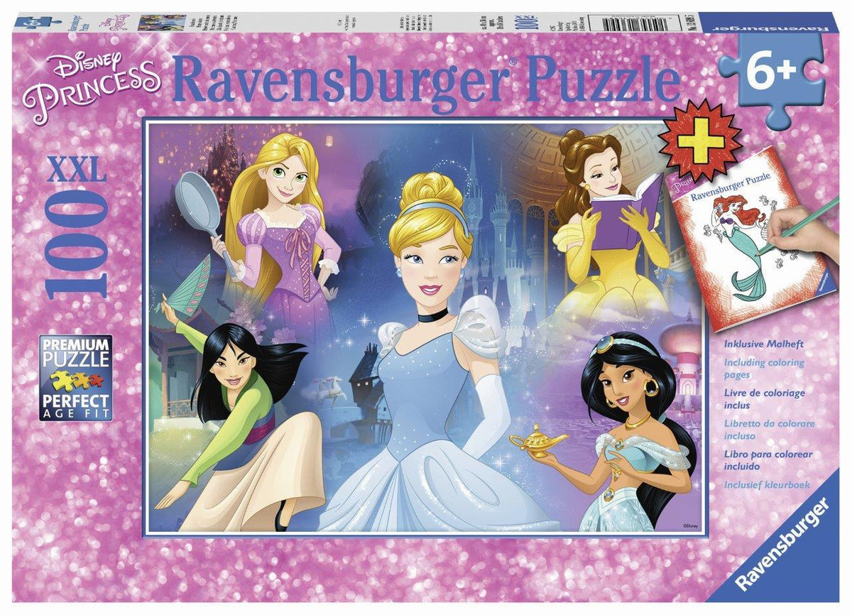 Disney Charming Princess Puzzle 100pc And Colouring Book (Ravensburger Puzzle)