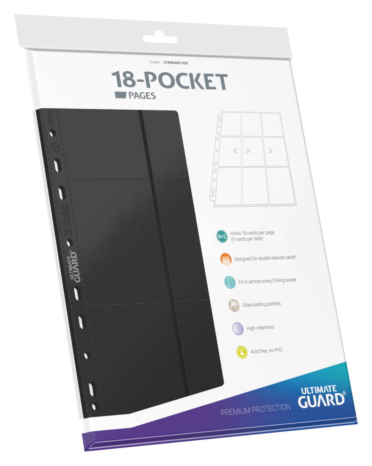 Ultimate Guard Pages - Black - 18-Pocket Standard-Size (10 Pages)