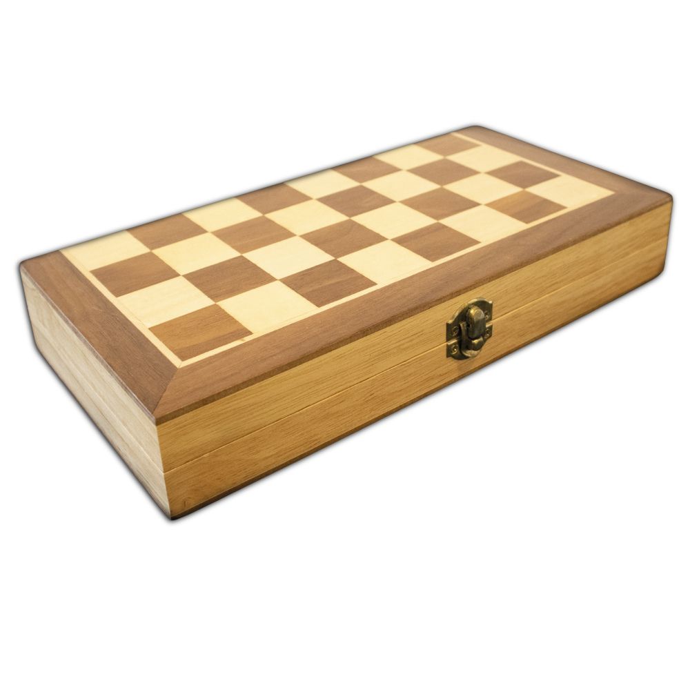 Chess / Checkers / Backgammon - 30cm Wooden Folding Set (Let&#39;s Play Games)