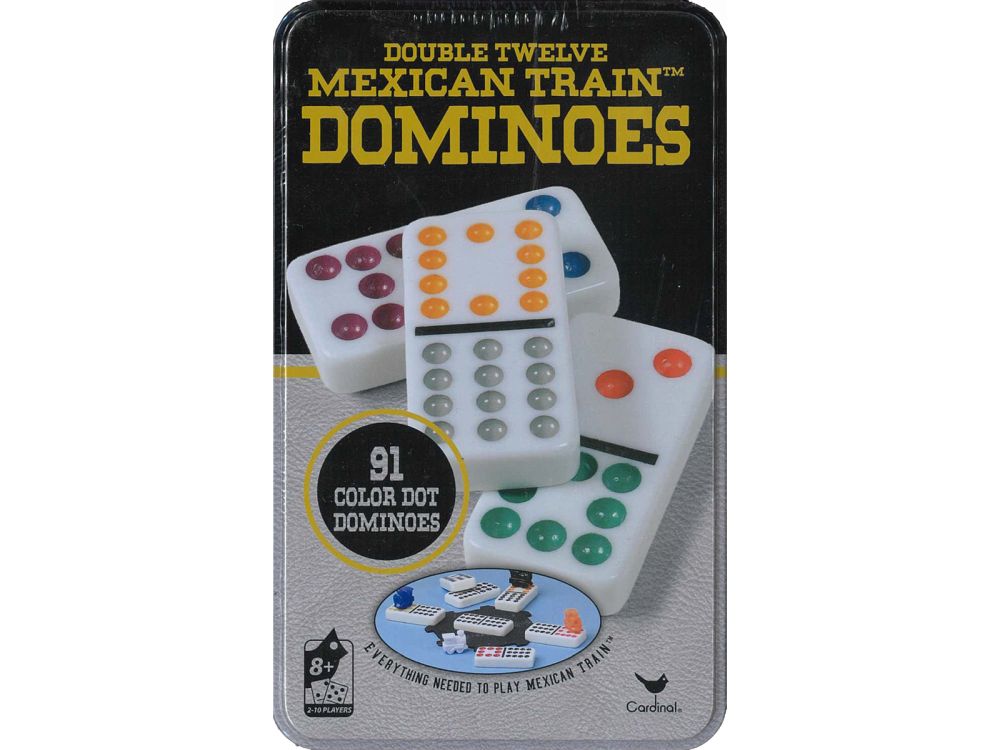 Dominoes - Double 12 Mexican Train with Colour Dots (Cardinal