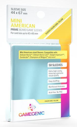Gamegenic Prime Board Game Sleeves - Mini American 44 x 67mm (50 Sleeves) [Colour Code: YELLOW]