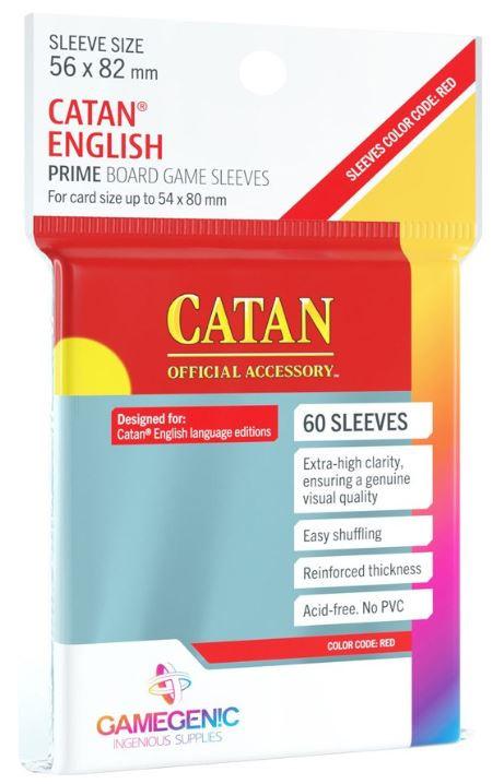 Gamegenic Prime Board Game Sleeves - Catan 56 x 82mm (60 Sleeves) [Colour Code: RED]