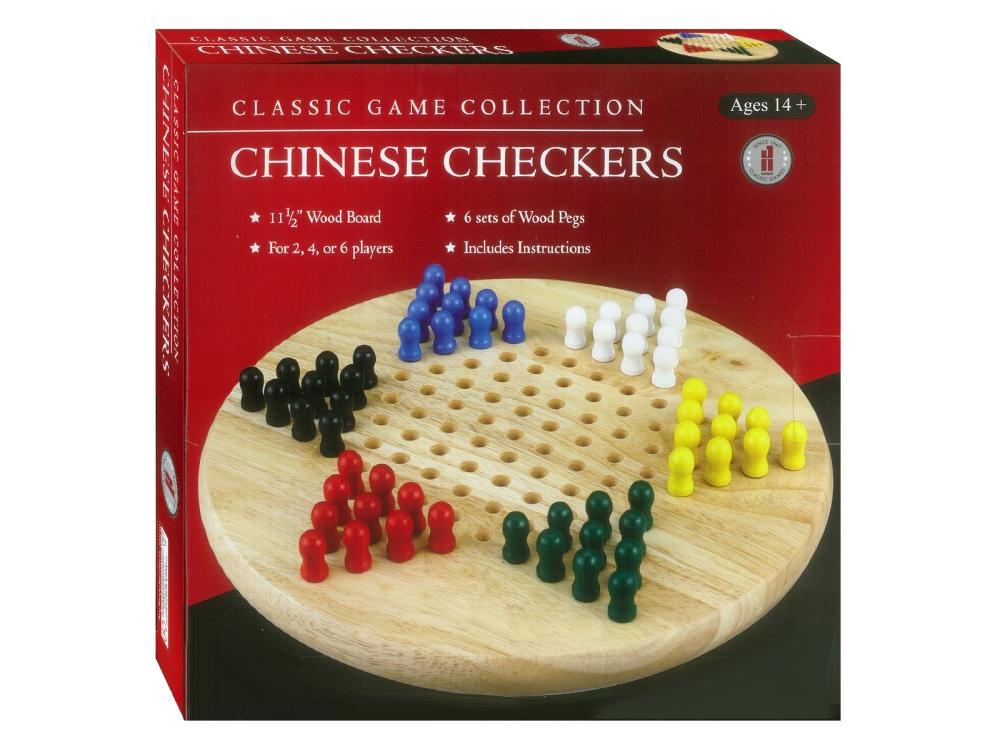 Chinese Checkers - 12&quot; Wood Board with Pegs (Hansen)