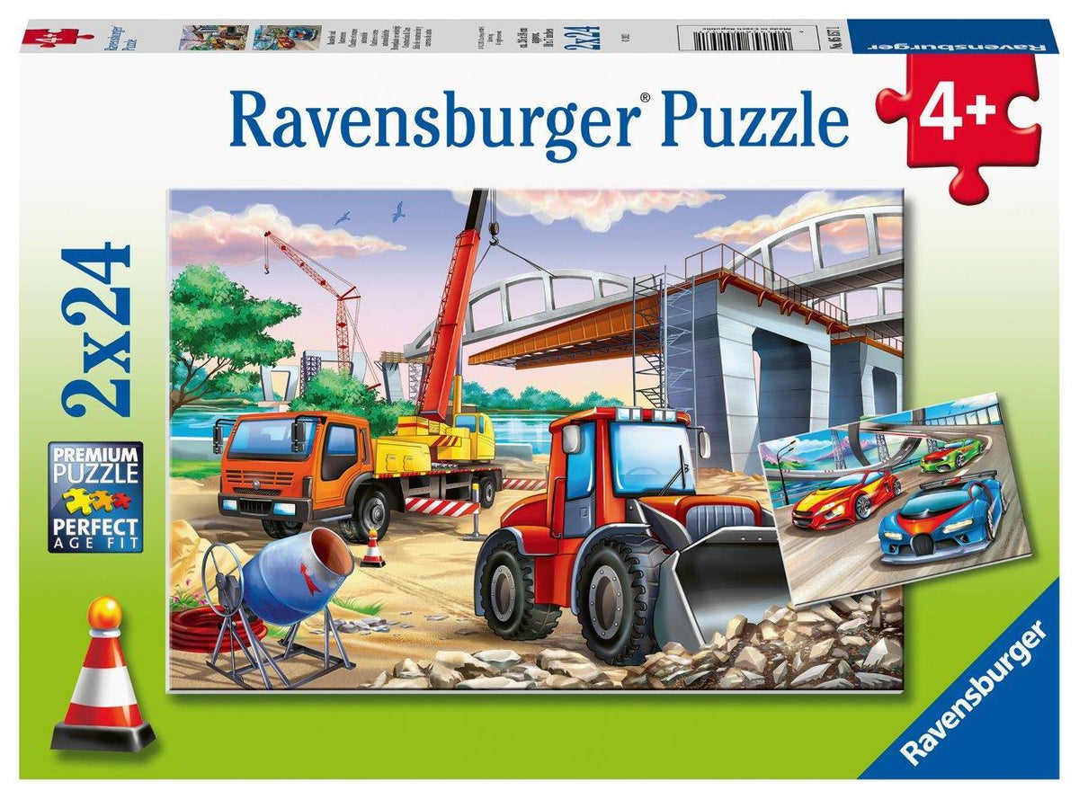 Construction &amp; Cars Puzzle 2x24pc (Ravensburger Puzzle)