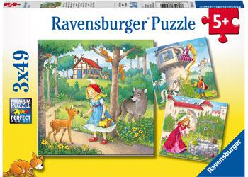 Rapunzel Riding Hood And Frog 3X49pc (Ravensburger Puzzle)