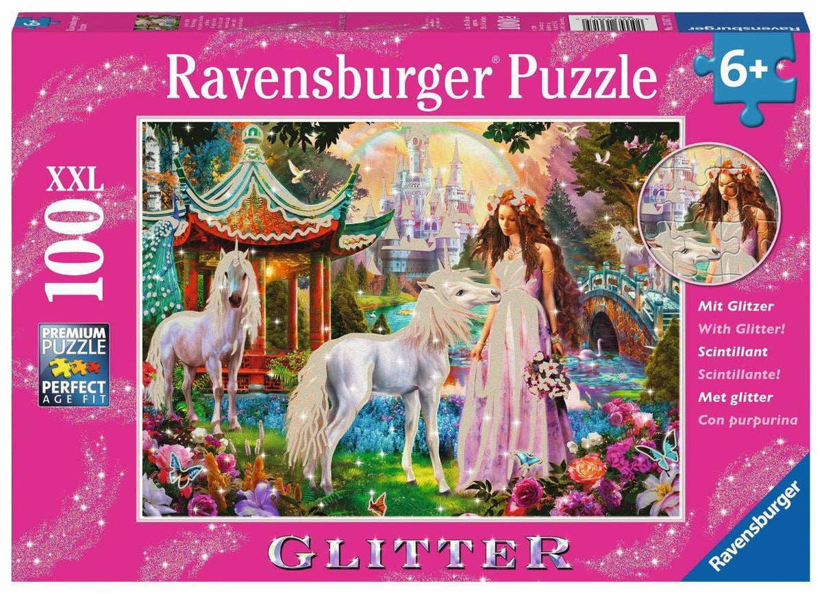 Princess with Unicorn Puzzle GLITTER 100pc (Ravensburger Puzzle)