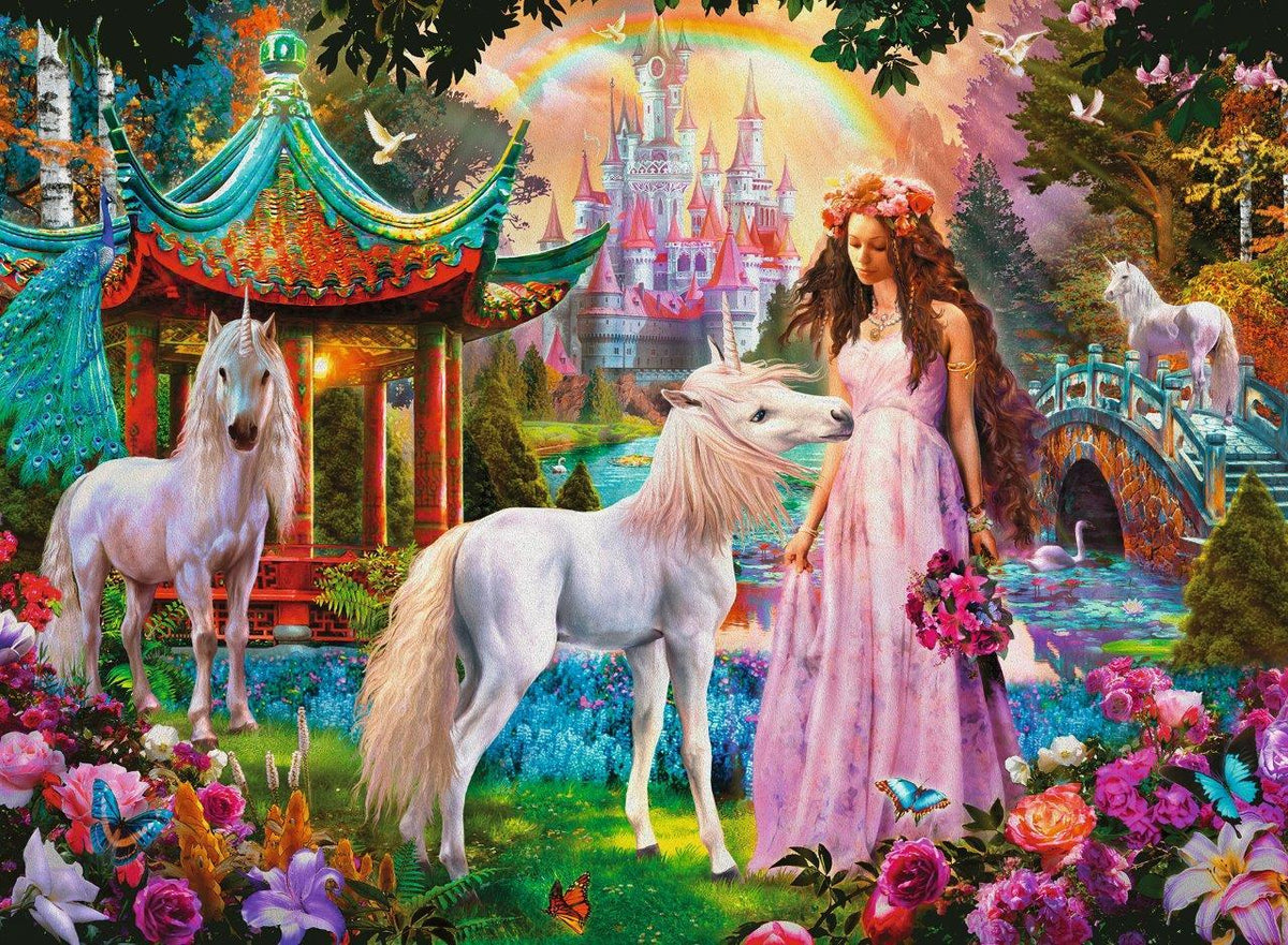 Princess with Unicorn Puzzle GLITTER 100pc (Ravensburger Puzzle)