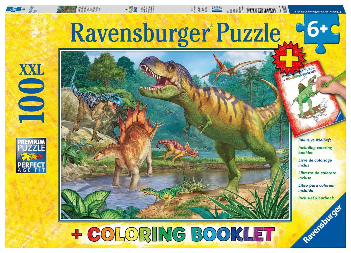 World of Dinosaurs 100pc &amp; Coloring Book (Ravensburger Puzzle)
