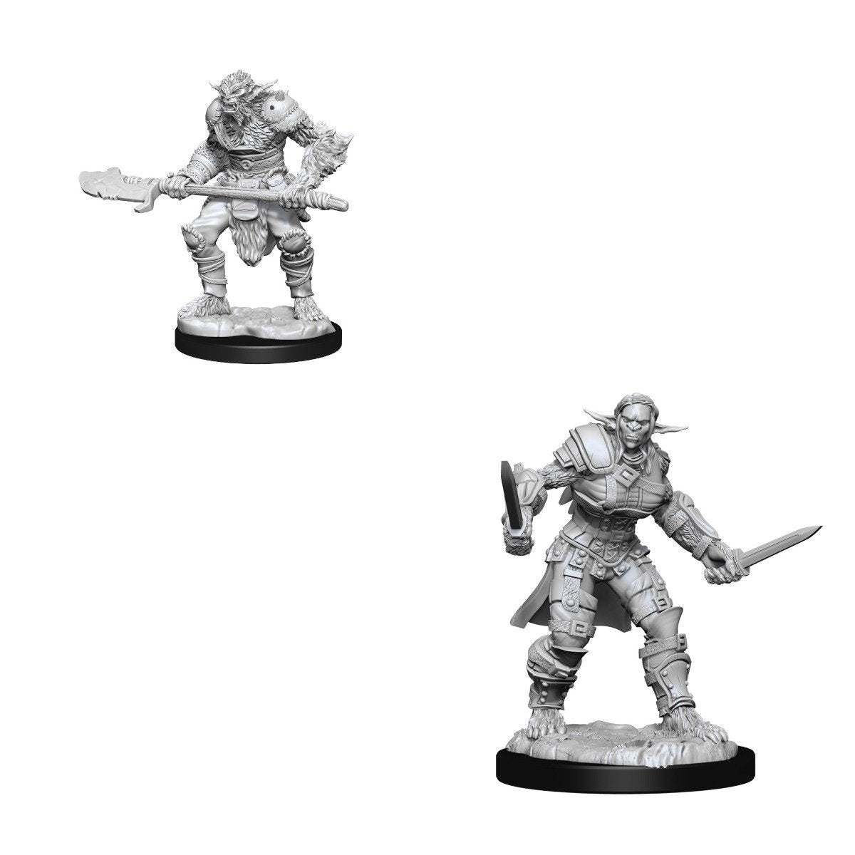 D&amp;D - Bugbear Barbarian Male &amp; Bugbear Rogue Female (Nolzurs Marvelous Unpainted Miniatures)